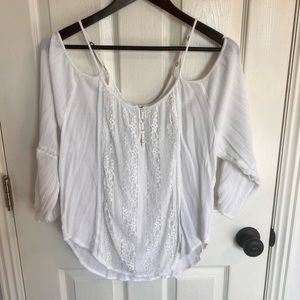 white cold shoulder blouse